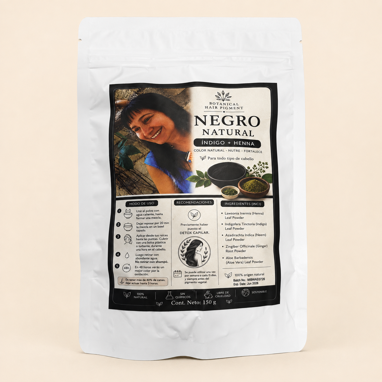 PIGMENTO NEGRO NATURAL- INDIGO Y HENNA